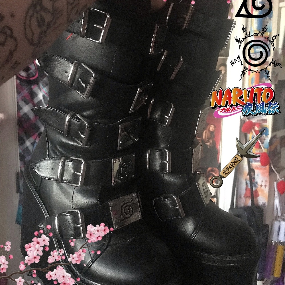 *RARE* ⛓ Naruto Hidden Leaf Village YRU Dunes size 7 womens vegan leather goth